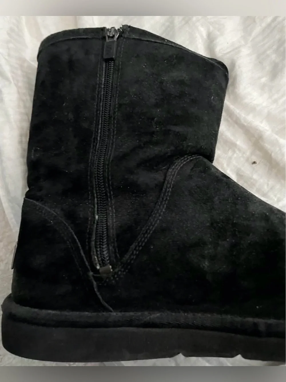 UGG Women's Black Suede classic zipper short Boots